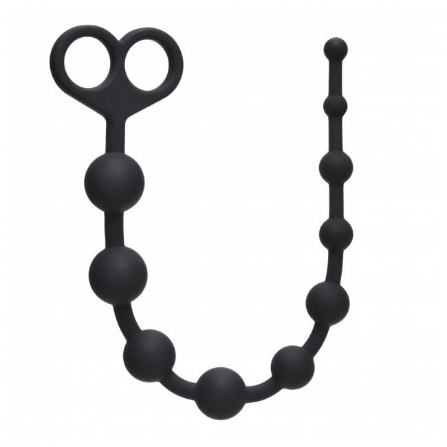 10 Ball Pure Silicone Anal Beads with Draw Ring