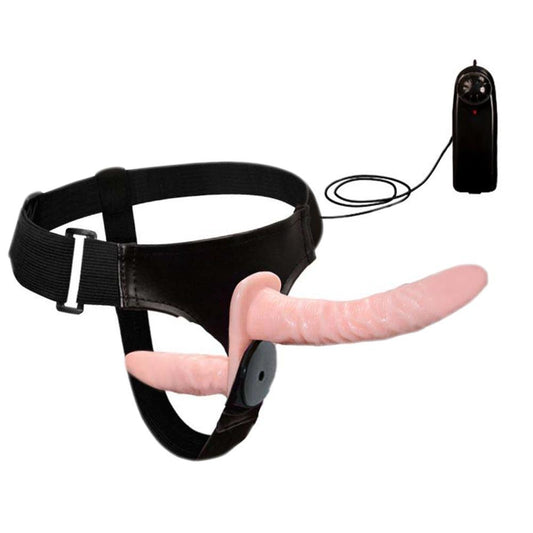 Double Dildo Vibrating Strap On with Elasticized Belt