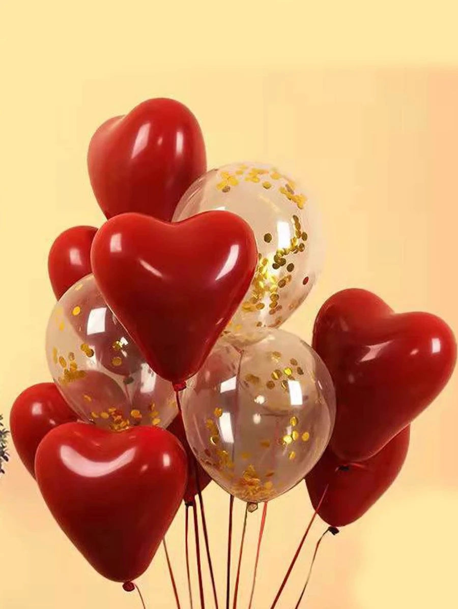 Heart Shaped Balloons with Confetti