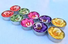 Floral Design Assorted Colored Candles Set of 6