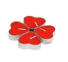 Heart Shaped Candles Red Pack of 4