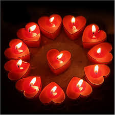 Heart Shaped Candles Red Pack of 4