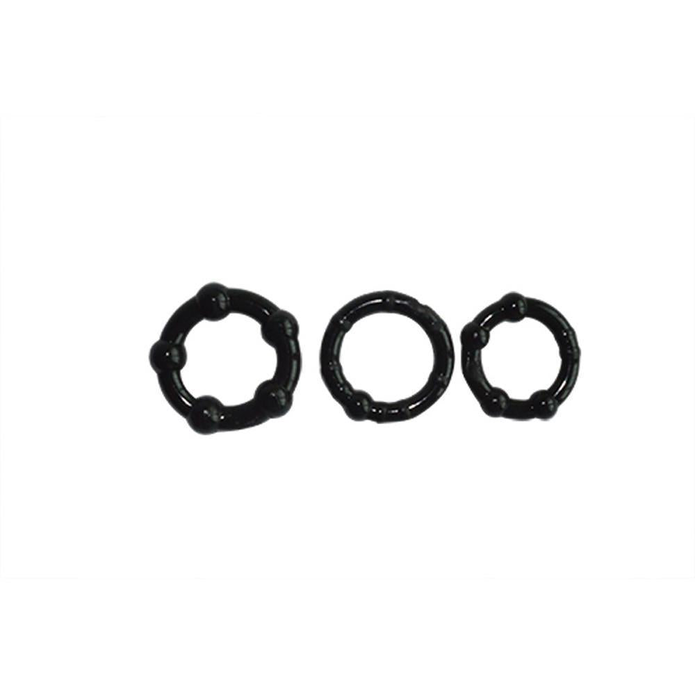 Beaded Silicone Cock Rings Set of 3